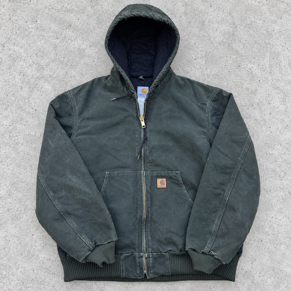Carhartt J130 MOS Moss Green Sandstone Duck Active Jacket Mens Large Regular